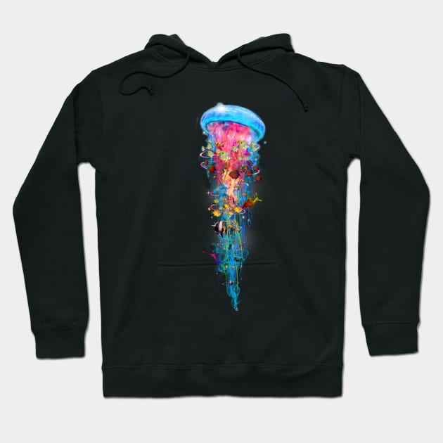 Super Electric Jellyfish World Hoodie by DavidLoblaw